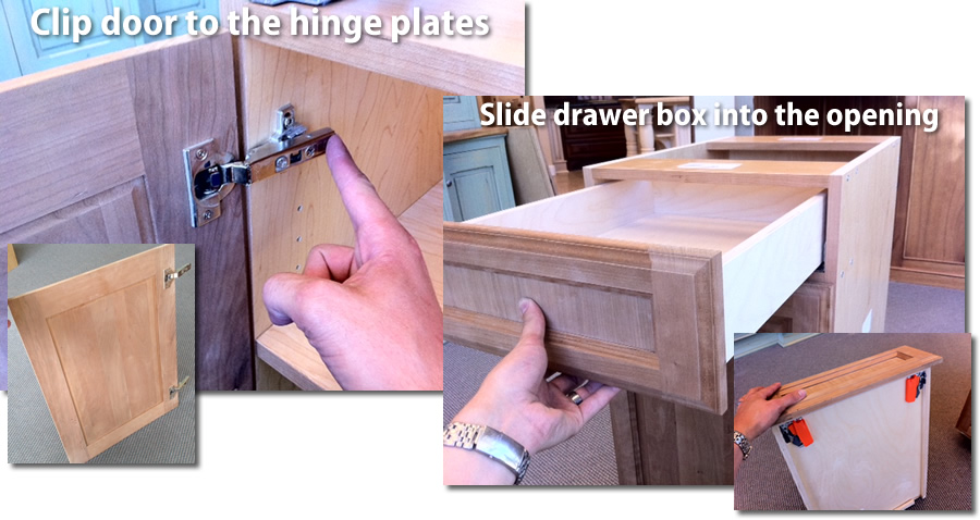 attach doors and drawer boxes