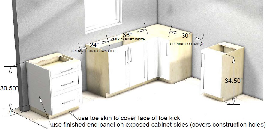 Kitchen Base Cabinets, Standard Height Kitchen Base Cabinets