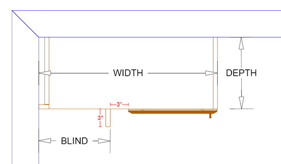 1 Door Blind Corner Wall Cabinet, Blind Corner Upper Cabinet Dimensions