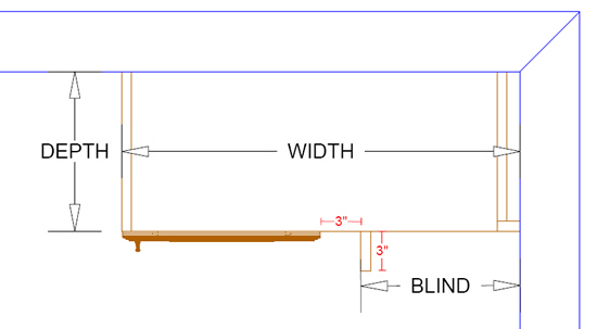 blind corner dimensions