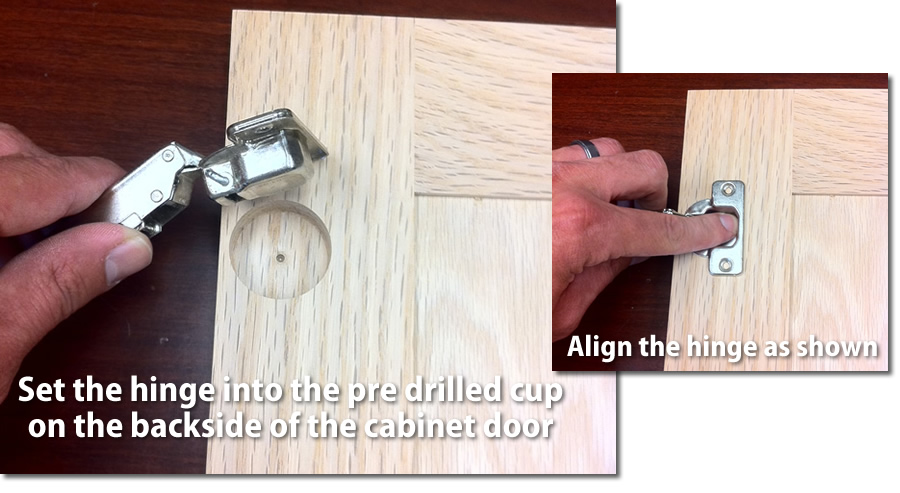 apply hinges to the cabinet door