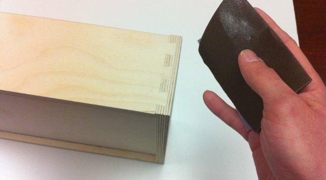 sanding the dovetail joints